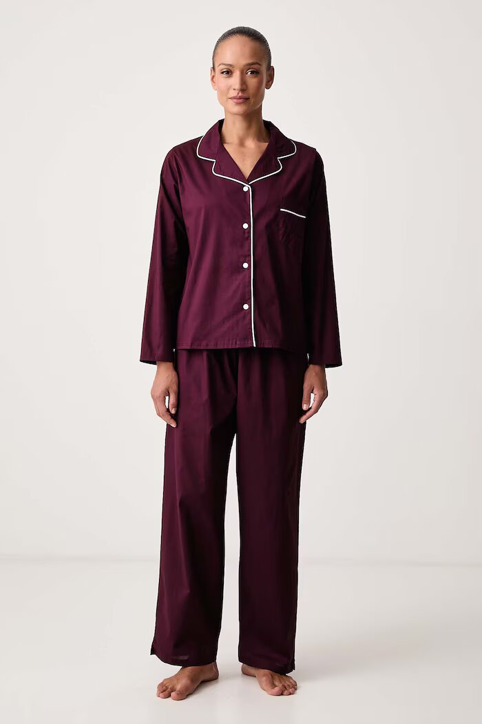 United Colors of Benetton пижама от две части дамска от памук бордо 47QP3P015