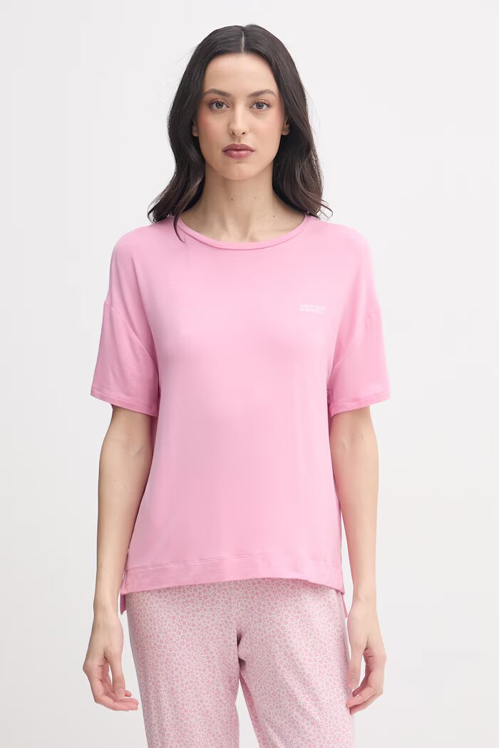 United Colors of Benetton пижама с къси ръкави дамска от модал розова 36MX3M08I