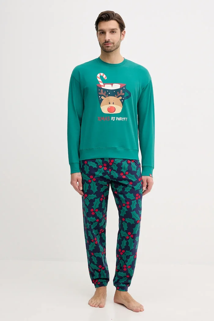 United Colors of Benetton Пижама в зелено с десен 3DKE4P034