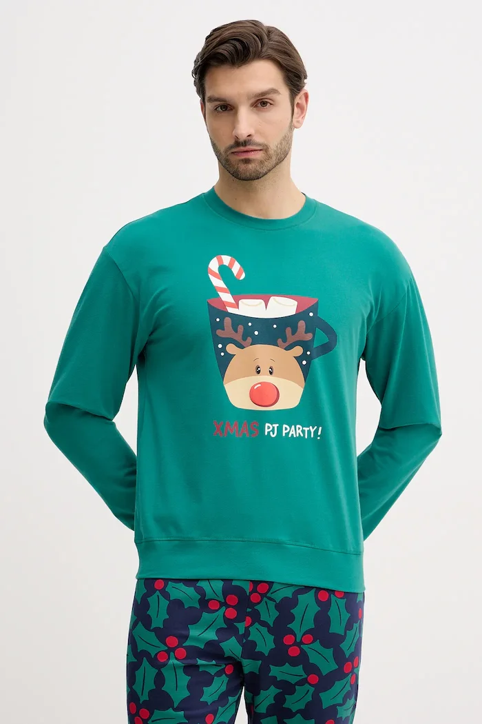 United Colors of Benetton Пижама в зелено с десен 3DKE4P034
