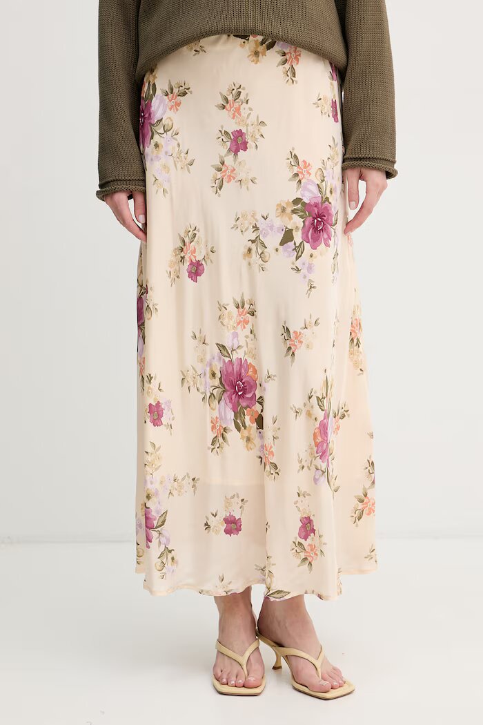 United Colors of Benetton пола от вискоза бежова на цветя 4LKED005S