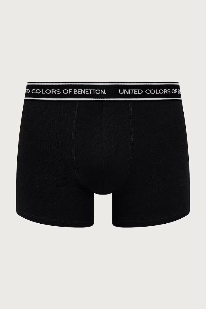 United Colors of Benetton прилепнали боксерки мъжки от памук с еластан 3 броя черни 3G682X01T