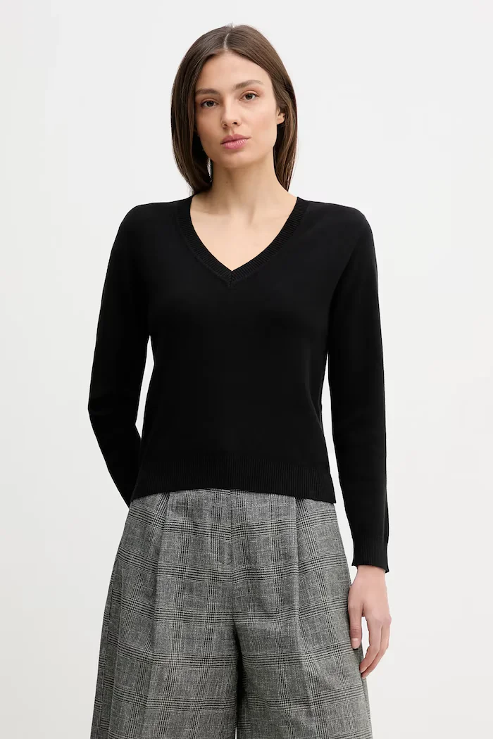 United Colors of Benetton пуловер дамски от памук черен 1C19D403N