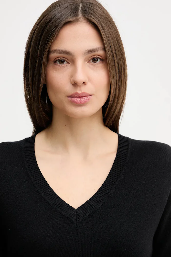 United Colors of Benetton пуловер дамски от памук черен 1C19D403N