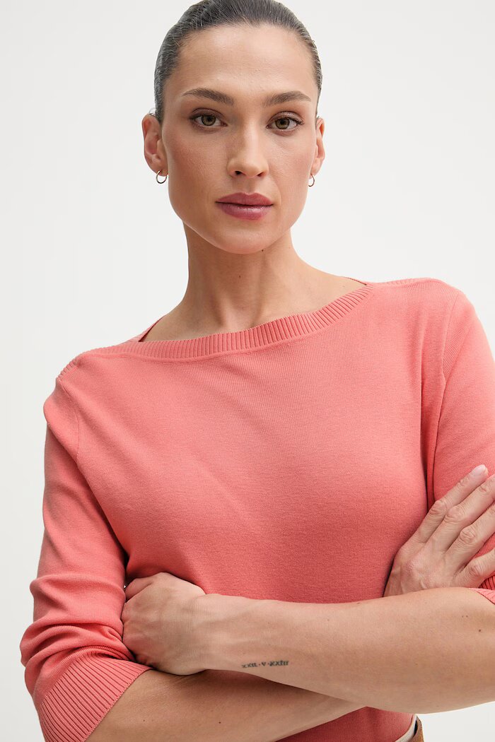 United Colors of Benetton пуловер дамски от памук оранжев 1C19D10G1