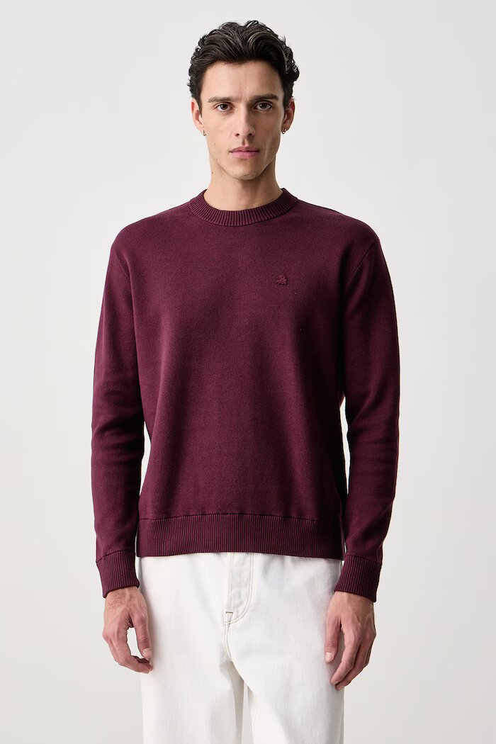 United Colors of Benetton пуловер мъжки от памук бордо 1UAEU10B6