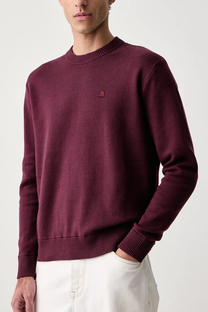 United Colors of Benetton пуловер мъжки от памук бордо 1UAEU10B6