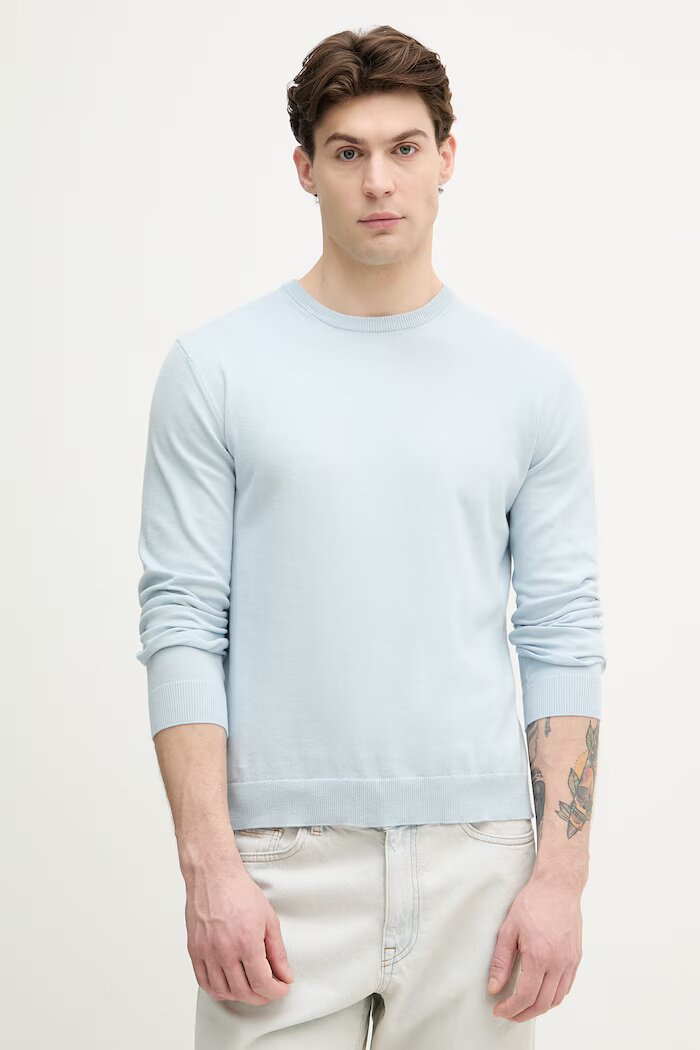 United Colors of Benetton пуловер мъжки от памук син 1098U1I76