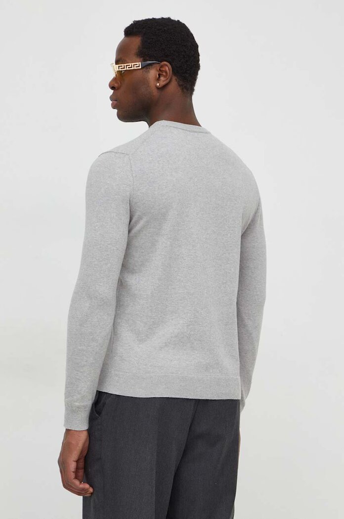 United Colors of Benetton Пуловер мъжки от памук сив 1098U1I76