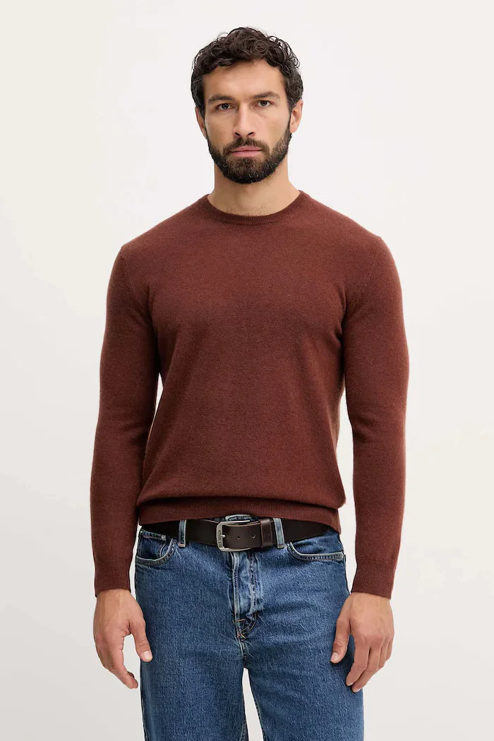 United Colors of Benetton пуловер мъжки от вълна кафяв 1002U1G34
