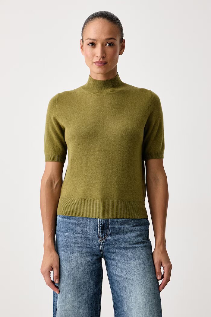 United Colors of Benetton пуловер с къси ръкави дамски с вълна зелен 1B9YD204U