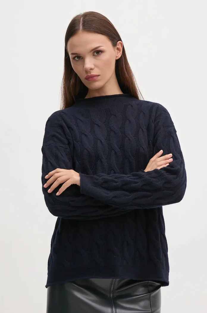 United Colors of Benetton Пуловер с вълна в тъмносиньо 1335D2467