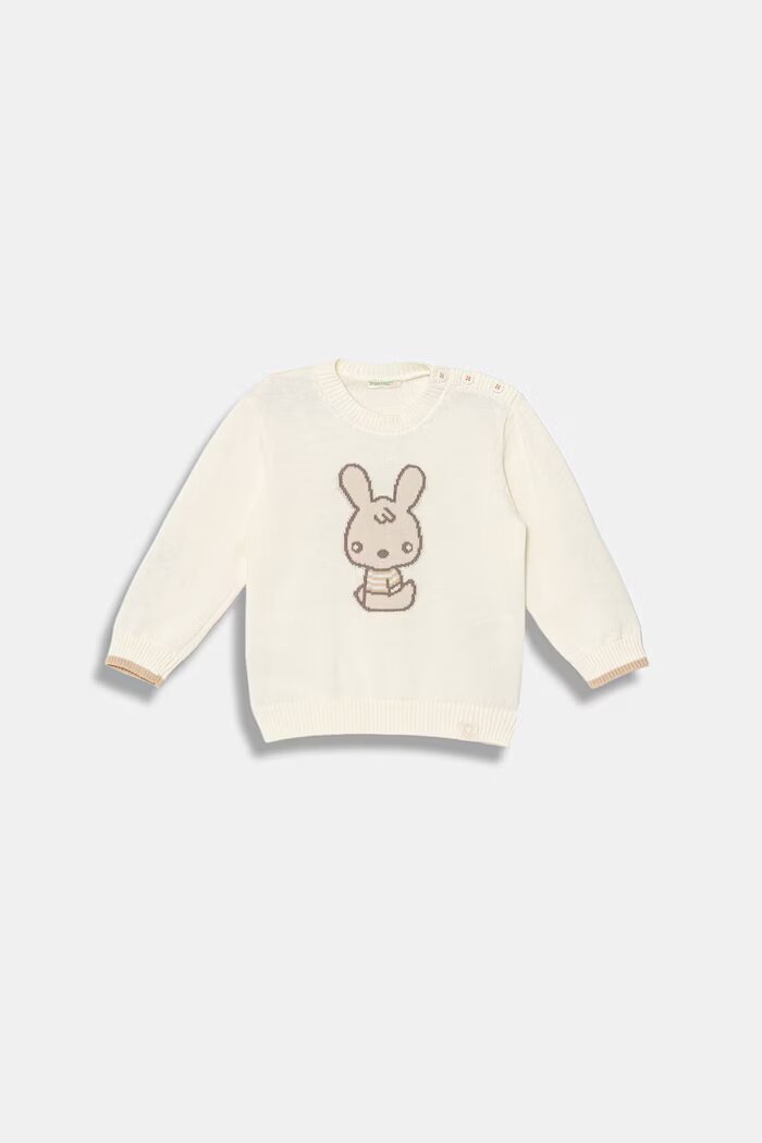 United Colors of Benetton Пуловер за деца от памук бежов 120YB101L