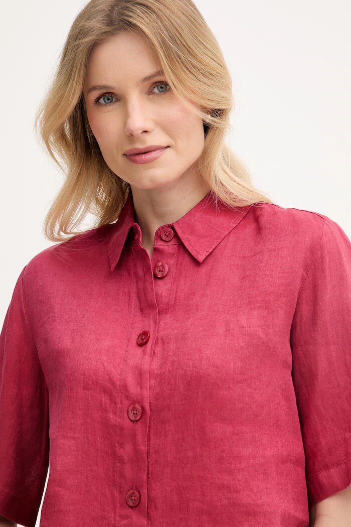 United Colors of Benetton риза дамска от лен червена 5BML5QB75