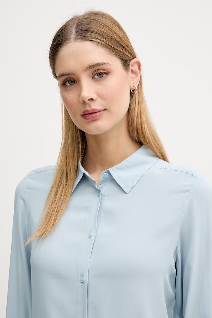 United Colors of Benetton риза дамска с вискоза синя 5WPWDQ0B0