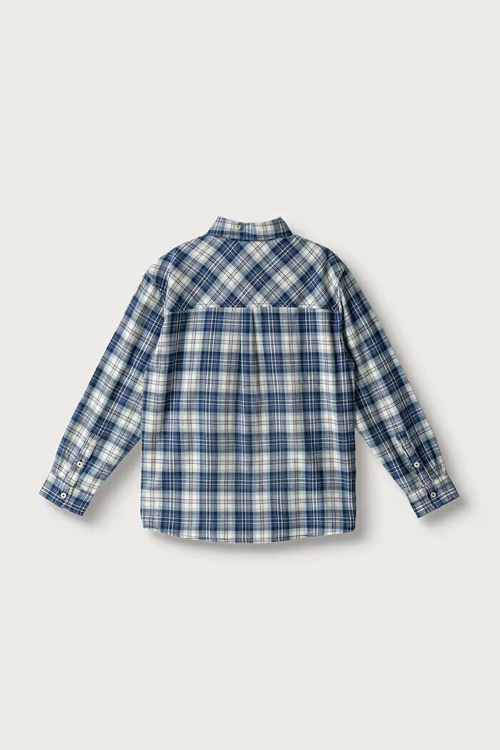 United Colors of Benetton риза за деца от памук тъмносиня на каре 5PBACQ055