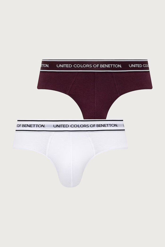 United Colors of Benetton слипове мъжки от памук с еластан 2 броя бели 3G682S00N