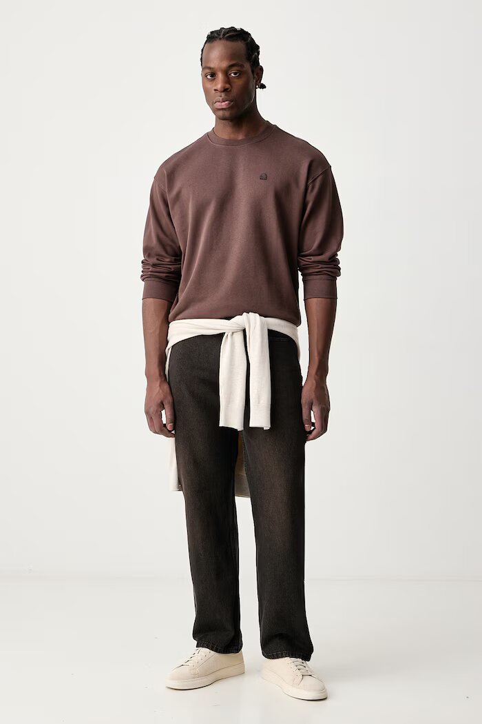 United Colors of Benetton суичър мъжки от памук кафяв 342ZU1093