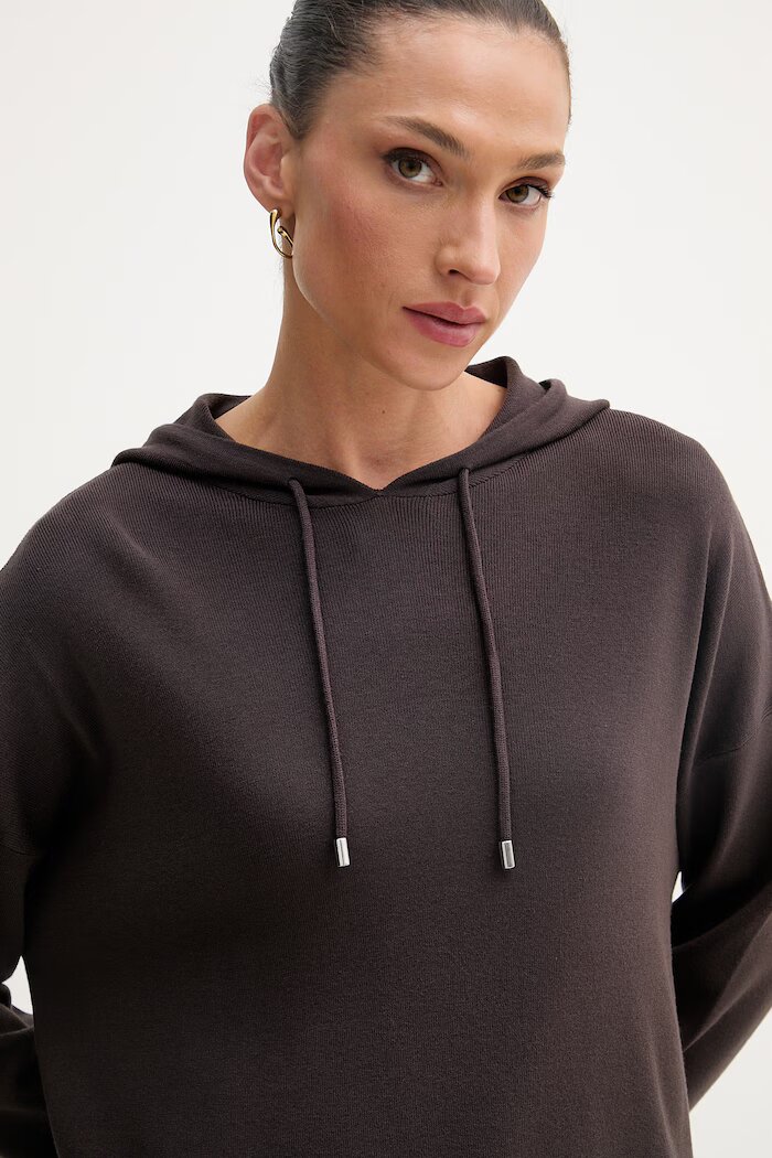 United Colors of Benetton суичър с качулка дамски от вискоза кафяв 1LHGD204M