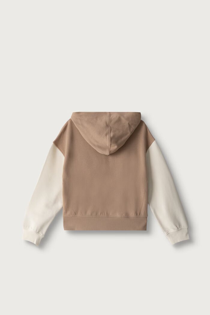 United Colors of Benetton суичър с цип и качулка за деца от памук бежов 3J68C506D