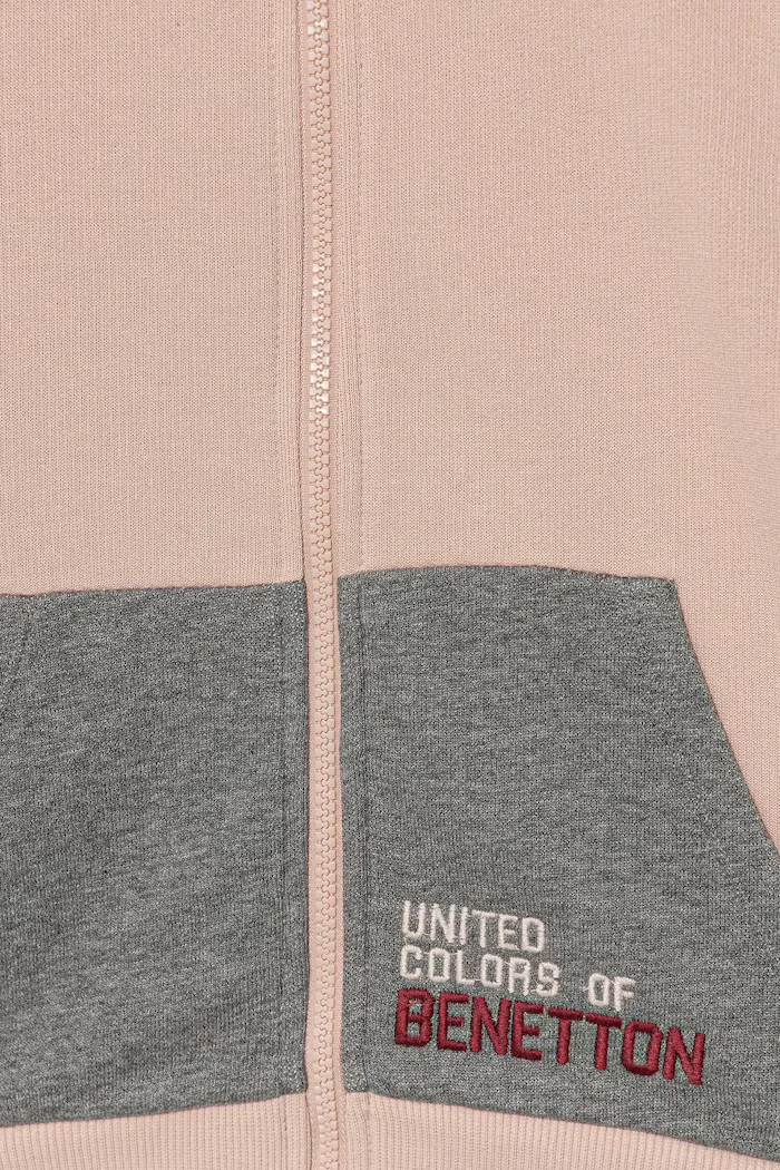 United Colors of Benetton суичър с цип за деца от памук розов 3J68C505D