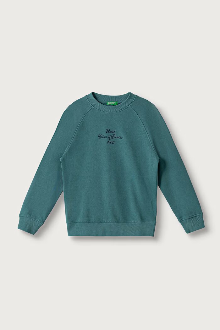 United Colors of Benetton суичър за деца от памук тюркоазен 3J68C10UC