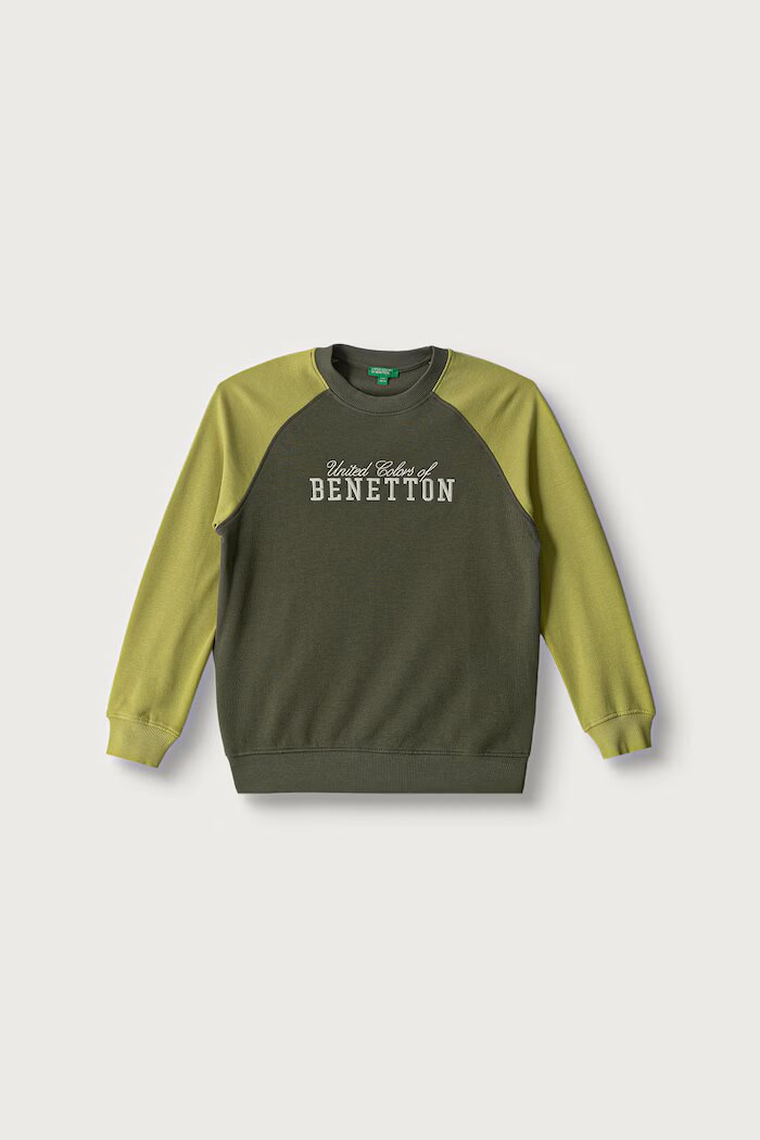 United Colors of Benetton суичър за деца от памук зелен 3J68C10UC