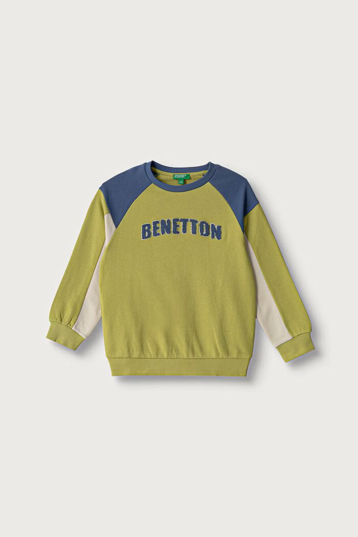 United Colors of Benetton суичър за деца от памук зелен 3J70G10NM