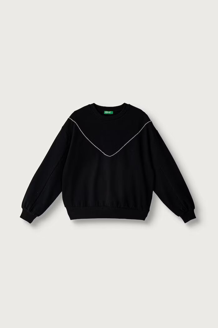 United Colors of Benetton суичър за деца с памук черен 30L3C10KW