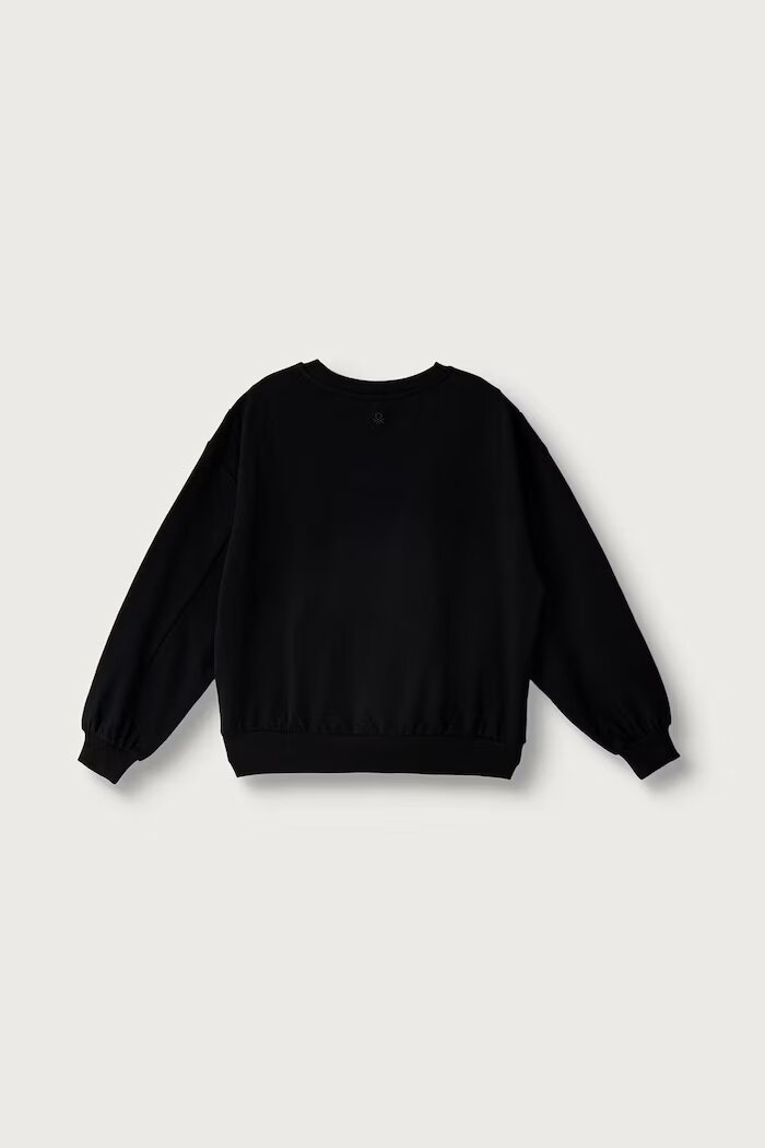 United Colors of Benetton суичър за деца с памук черен 30L3C10KW