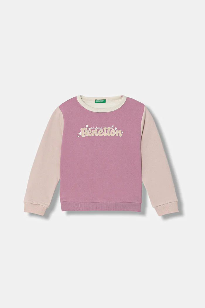 United Colors of Benetton суичър за деца с памук розов 39M2G10KY