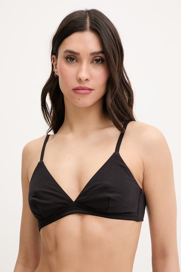 United Colors of Benetton Сутиен с дълбоко деколте от памук черен 3ZQM1R02B