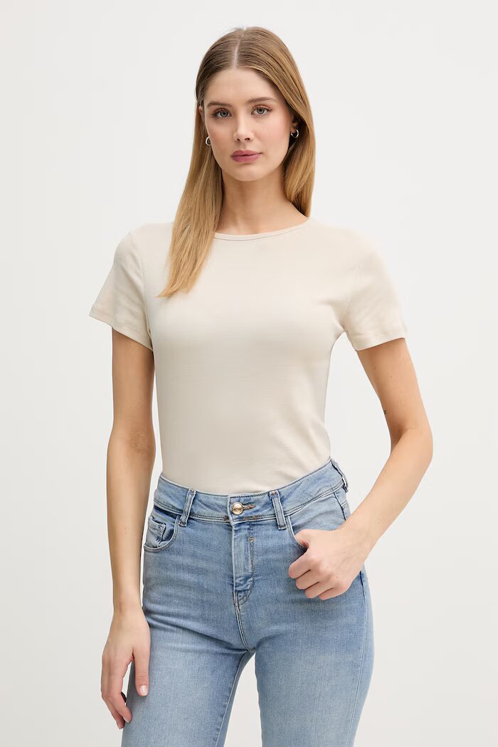 United Colors of Benetton тениска дамска от памук бежова 3GA8D10BX