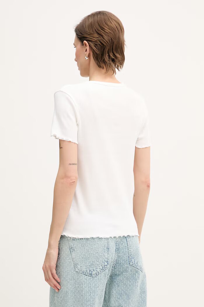 United Colors of Benetton тениска дамска от памук бежова 3O4YD4028
