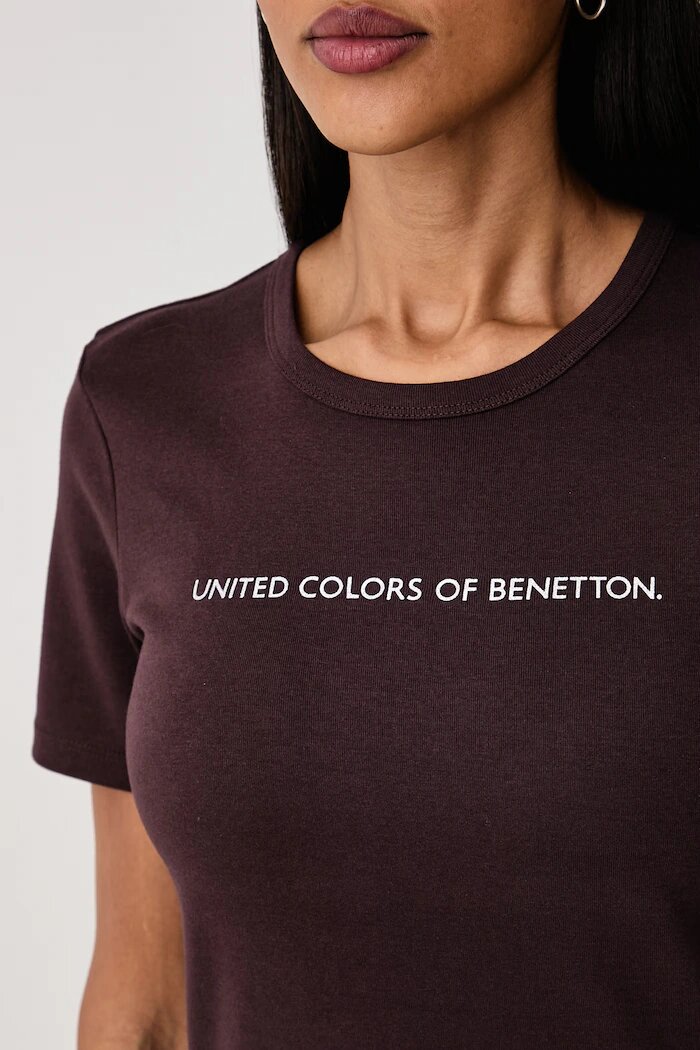 United Colors of Benetton тениска дамска от памук кафява 3GA8E16A2