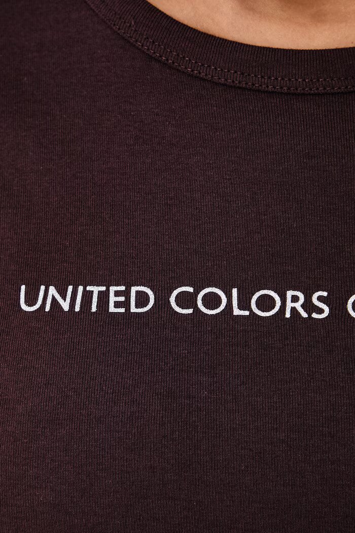 United Colors of Benetton тениска дамска от памук кафява 3GA8E16A2