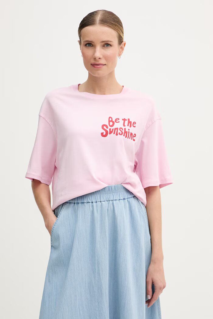 United Colors of Benetton тениска дамска от памук розова 3096D10D1