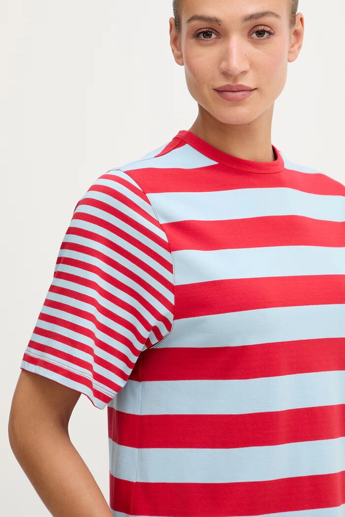 United Colors of Benetton тениска дамска от памук с еластан червена 3NAFD10CY