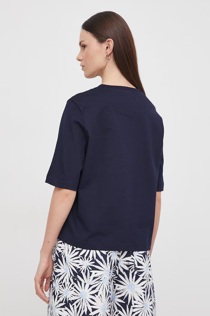 United Colors of Benetton тениска дамска от памук тъмносиня 3BL0E17G5