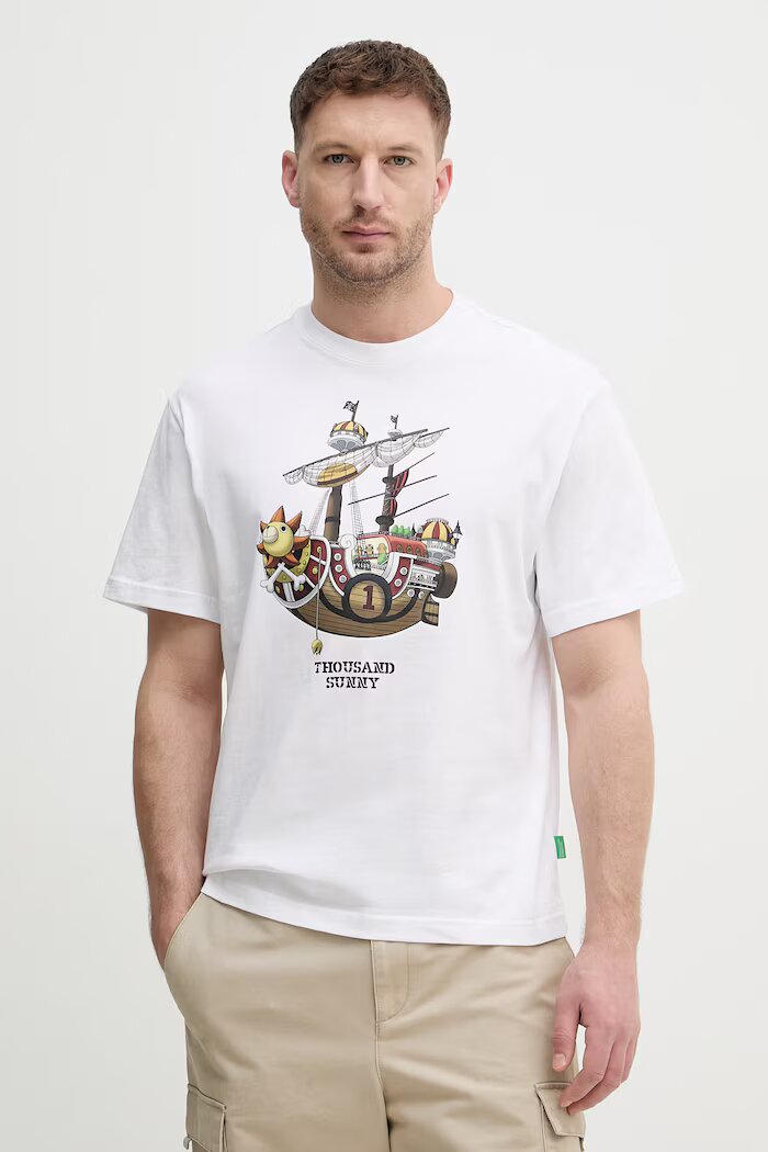 United Colors of Benetton тениска мъжка от памук бяла 3MI5U10BZ