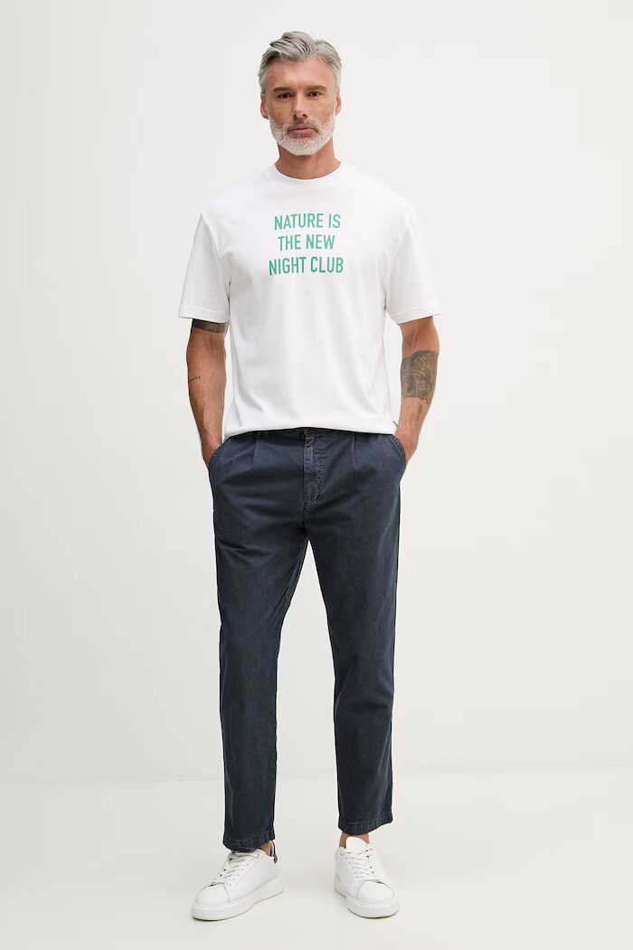 United Colors of Benetton тениска мъжка от памук бяла 3MI5U10C5