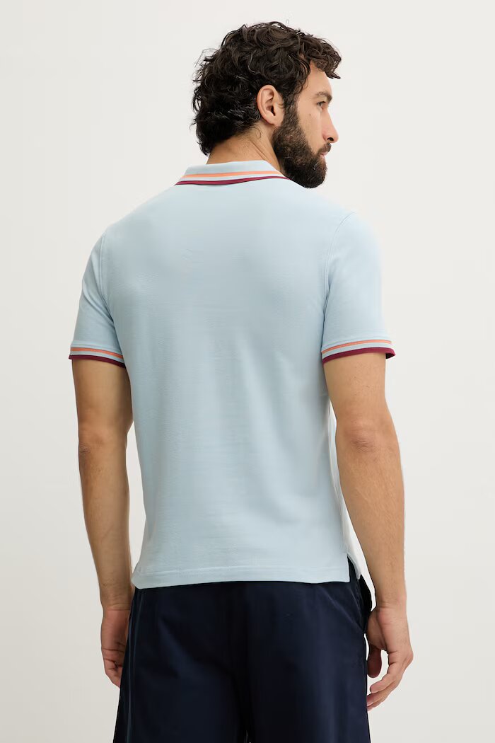 United Colors of Benetton тениска с яка мъжка от памук с еластан синя 3F9HU302W