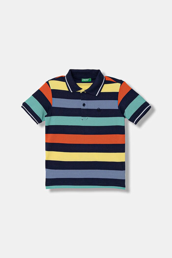 United Colors of Benetton тениска с яка за деца от памук многоцветна 37JJG3012