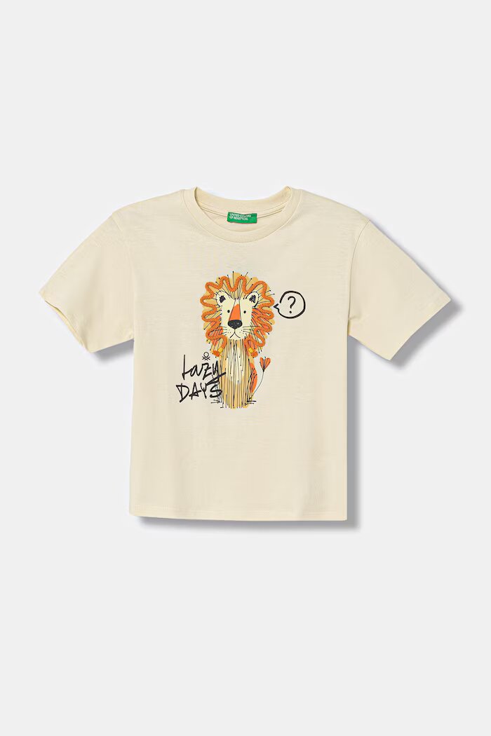 United Colors of Benetton тениска за деца от памук бежова 3I1XG10MY
