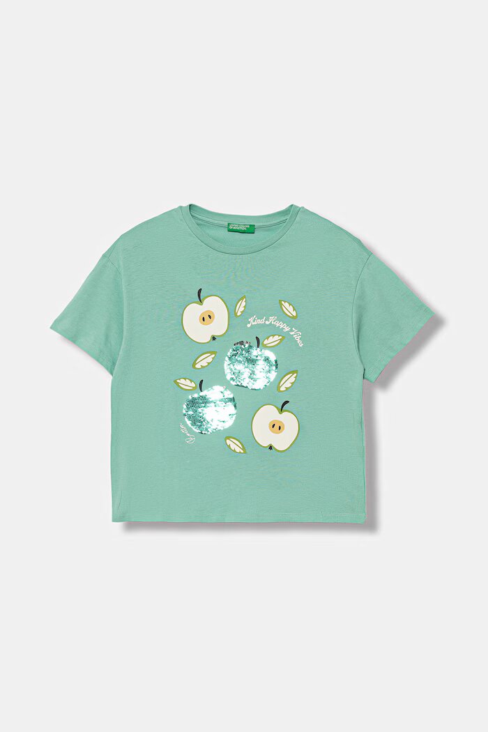 United Colors of Benetton тениска за деца от памук тюркоазена 3I1XC10SF