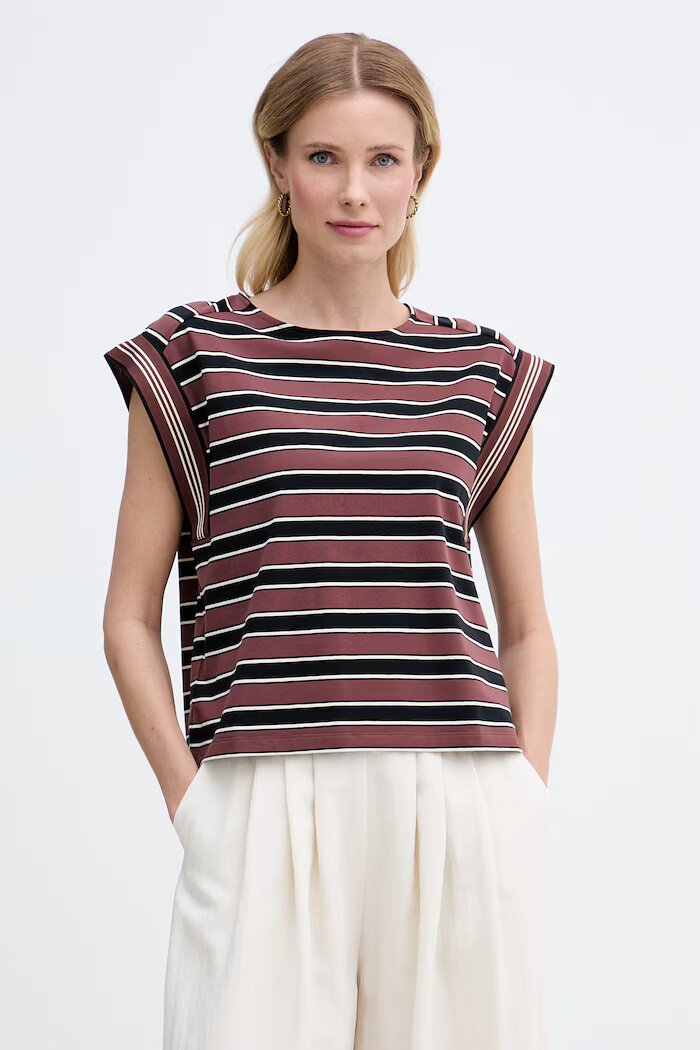 United Colors of Benetton топ дамски от памук с еластан кафяв 39VWD10D2
