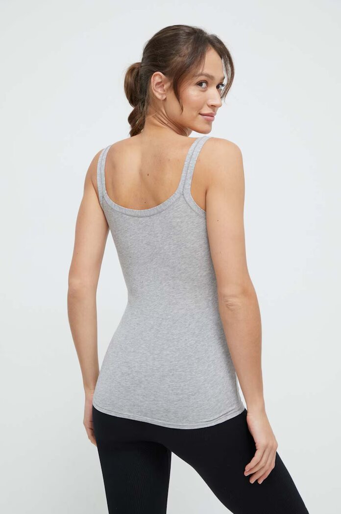 United Colors of Benetton топ дамски от памук с еластан сив 3ZQM1H291
