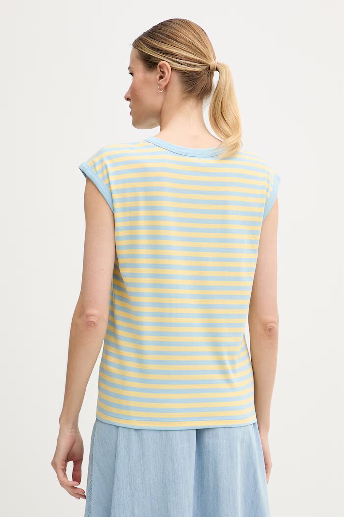 United Colors of Benetton топ дамски от памук с еластан жълт 3NAFD10D3