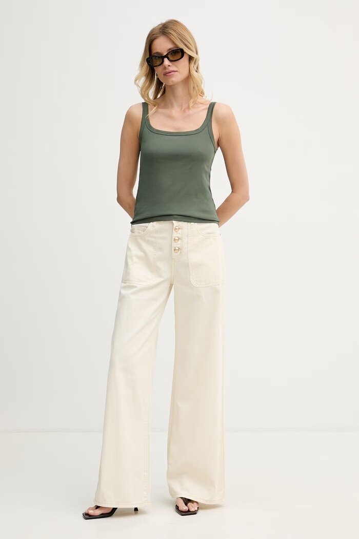 United Colors of Benetton топ дамски от памук зелен 39JSDH01F