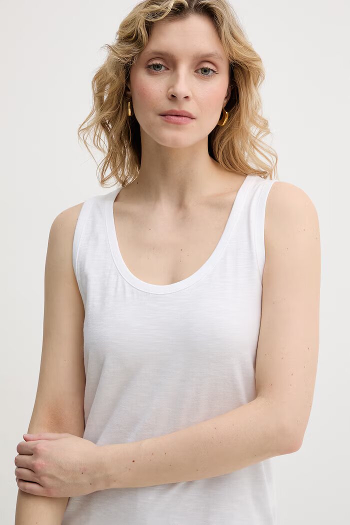 United Colors of Benetton топ дамски памучен бял 3BVXDH01A